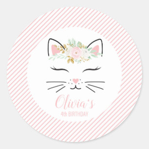 Floral Kitten Anniversaire Stickers kitch visage