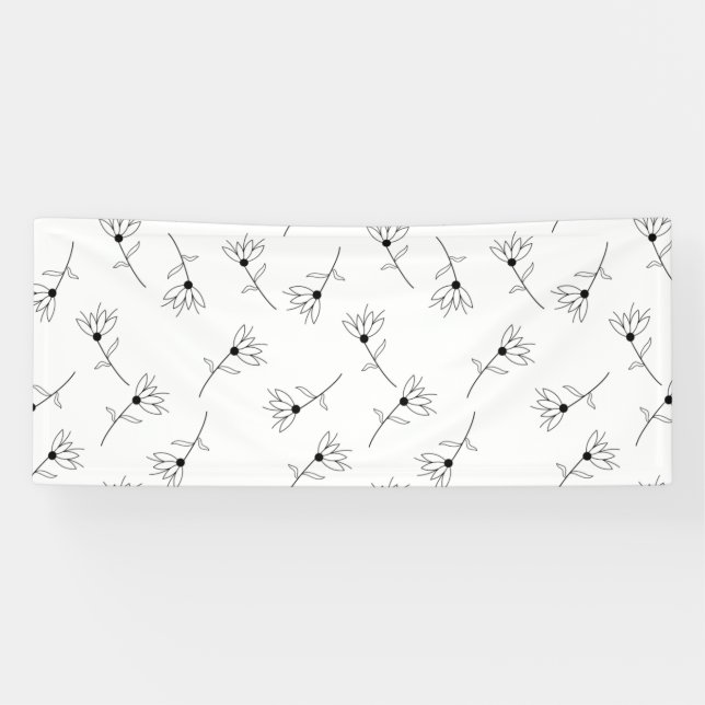 Floral, Lait Blanc, Bannière Romance Vinyl (Horizontal)