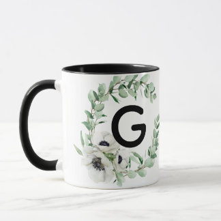 Floral Letter G Initial Coffee Mug