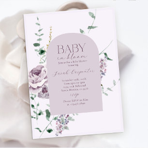 Floral Lilac en Baby shower de fleurs Invitation