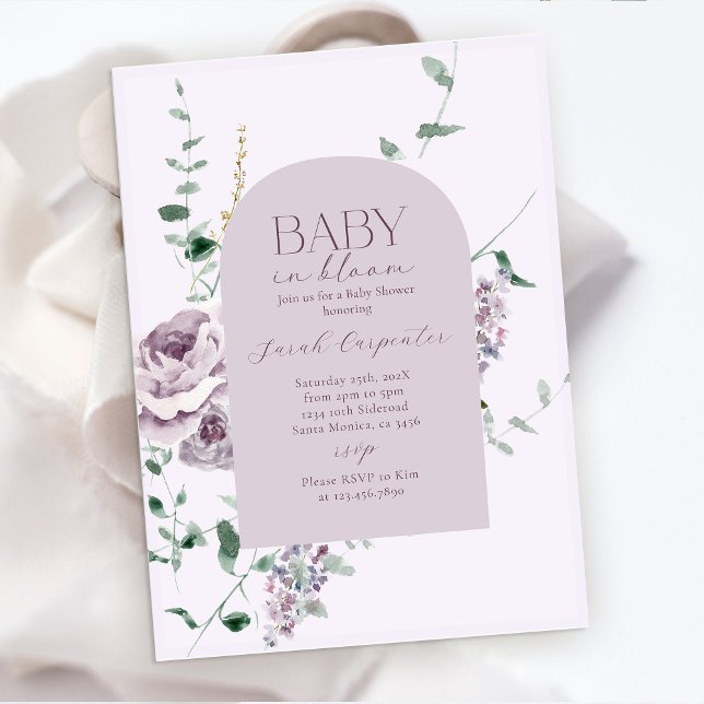 Floral Lilac en Baby shower de fleurs Invitation (Créateur téléchargé)