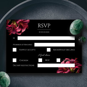 Floral Lily Dark Gothic Wedding Carte RSVP