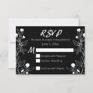 Floral Line Art blanc et noir RSVP