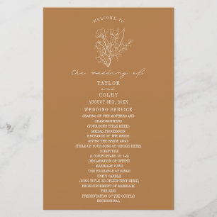 Floral Line Art Goldenrod Jaune Mariage
