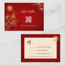 Floral Line Art RSVP Mariage chinois