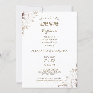 Floral Lines Grass Lune de miel Douche Invitation