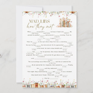Floral Livre Thème Mad Libs Fête des mariées Jeu