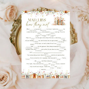 Floral Livre Thème Mad Libs Fête des mariées Jeu