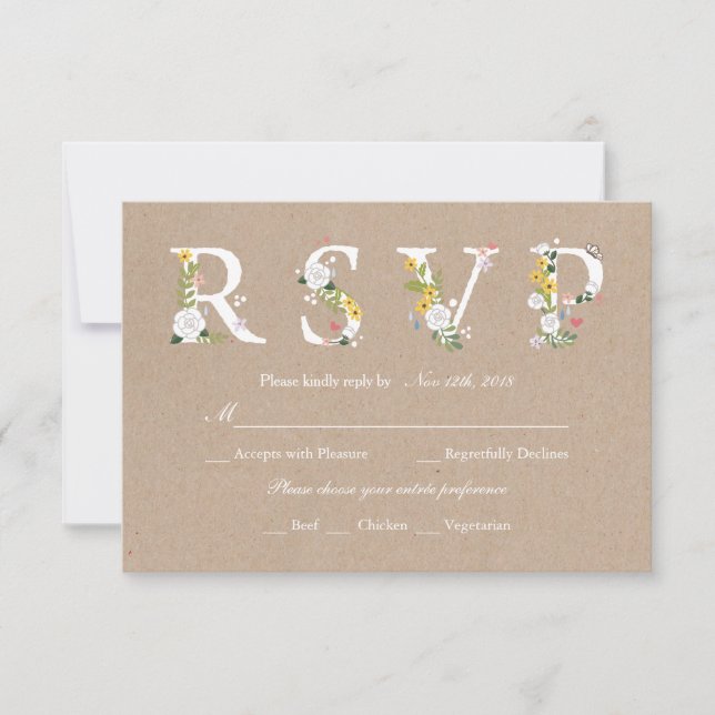 Floral Love Wedding RSVP - arrière - plan changeab (Devant)