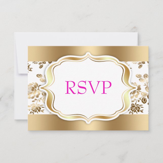 Floral Mariage damassé RSVP (Devant)