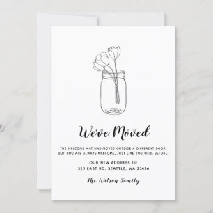 Floral Mason Jar Nous Avons Déménagé Nouvelle Adre