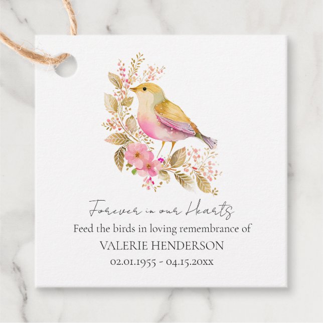 Floral Memorial Bird Seed Favoriser les étiquettes (Devant)