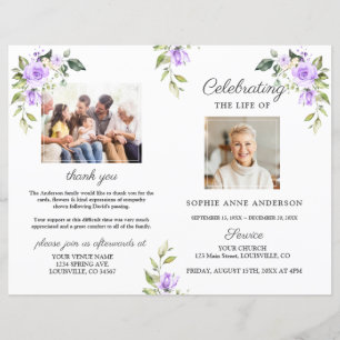 Floral Memorial Funeral Service Photo Programme