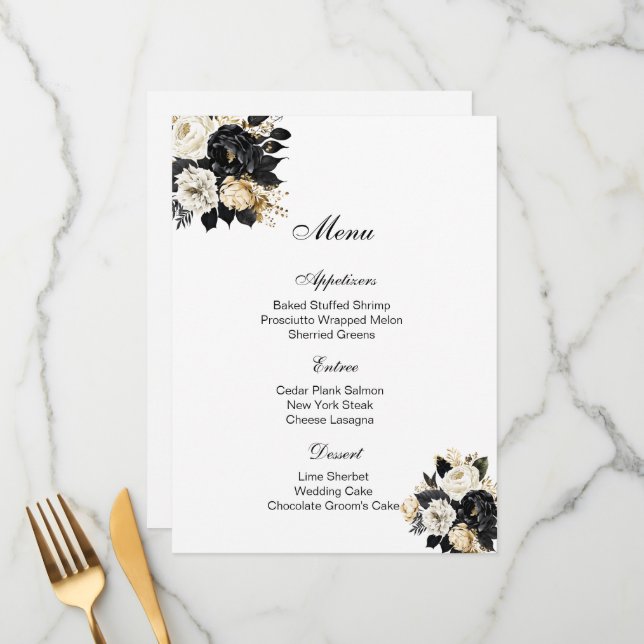 Floral Menu Card (Devant/Arrière en situation)
