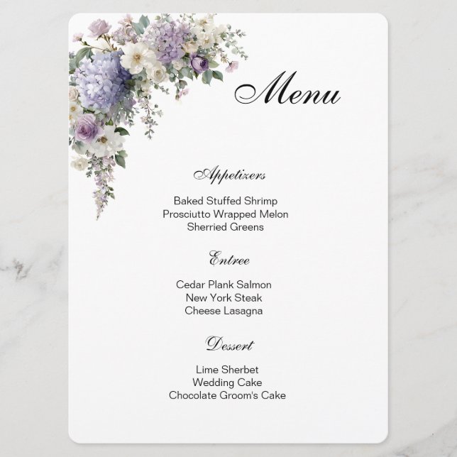 Floral Menu Card (Devant)