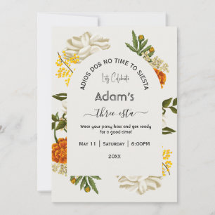 Floral Mexicain Trois Esta Invitation Anniversaire