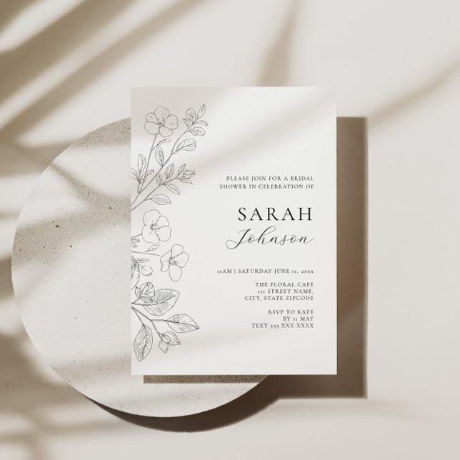 Floral Minimalist Bridal Shower Invitation  (Créateur téléchargé)