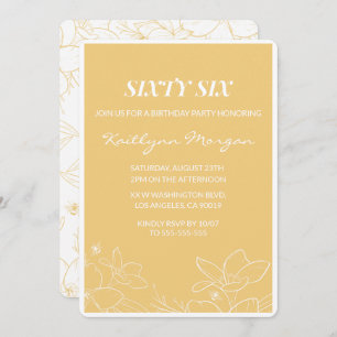 Floral Modern Jaune invitations à 66e anniversaire