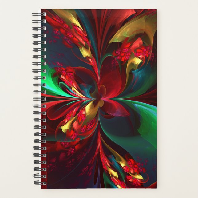 Floral moderne Art Abstrait Rouge Vert Motif #11 (Devant)