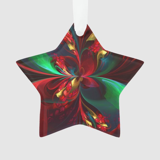 Floral moderne Art Abstrait Rouge Vert Motif #11 (devant)