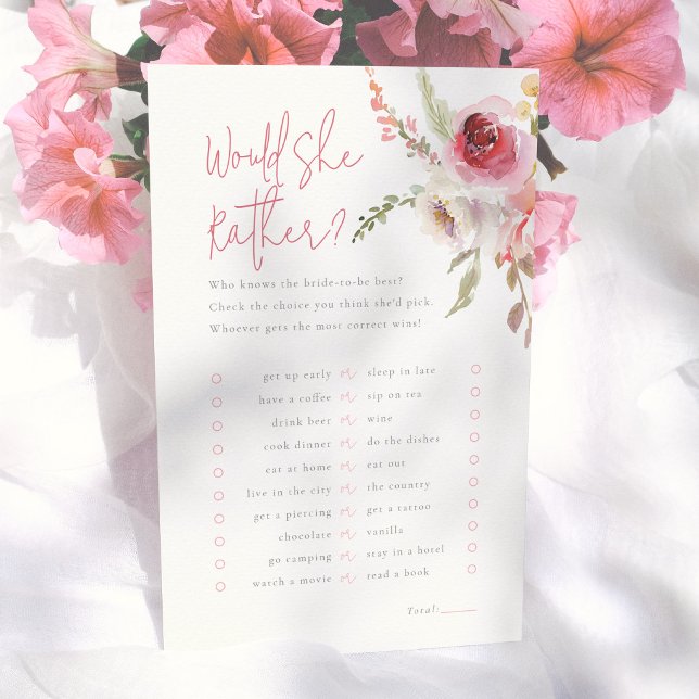 Floral Moderne "Préférerait-Elle" Jeu de Baby Show (Créateur téléchargé)