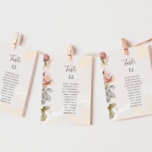 Floral moderne Tableau des numéros de la table d