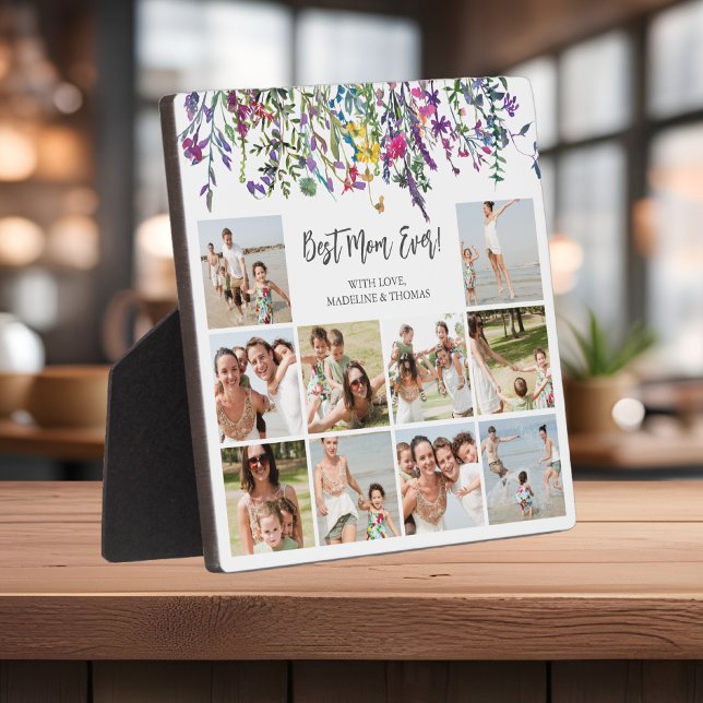 Floral Mom Photo Collage Plaque (Créateur téléchargé)