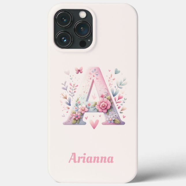 Floral Monogram iPhone 13 Pro Max Coque (Verso)