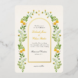 Floral monogrammé en Arch cadre Foil Invitation