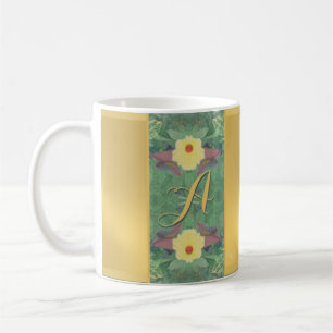 Floral Monogramme laiton Couleur café Mug