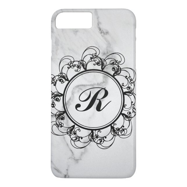 Floral Monogramme marbre iPhone 7 Coque (Dos)