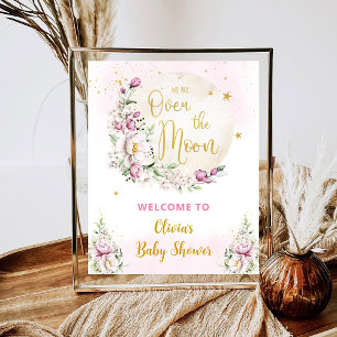Floral Moon Affiche de bienvenue rose
