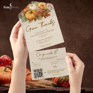Floral Mudu tout en un Thanksgiving Invitation