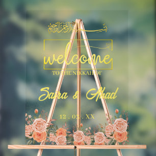 Floral Muslim Nikah Affiche de bienvenue Mariage