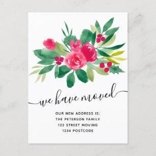 Floral Noël hiver déménagement faire-part