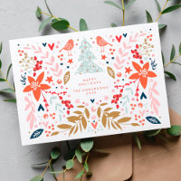 Floral Noël jolie carte de vacances