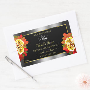 Floral Noir Argent Or produit Étiquette Logo Rose