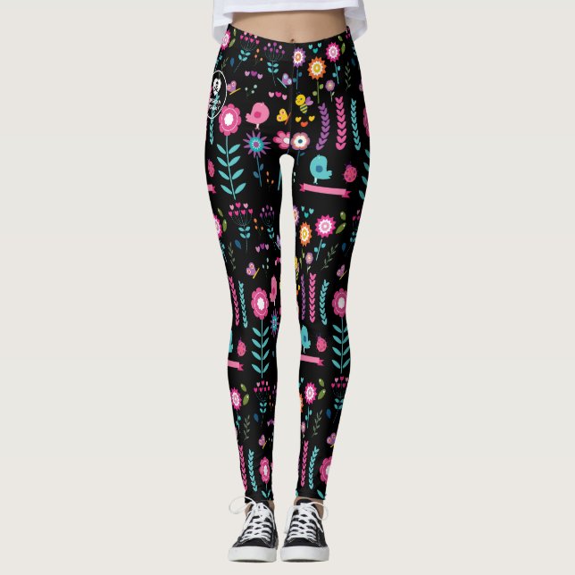 Floral - Noir - Emo - Leggings (Devant)