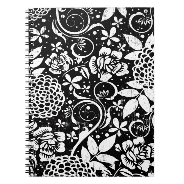 Floral noir et blanc Carnet William Morris (Devant)