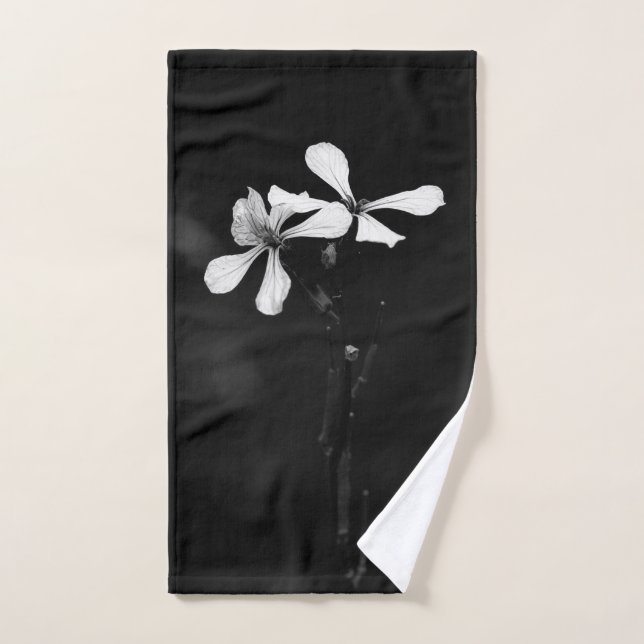 floral noir et blanc minimal (Serviette à main)