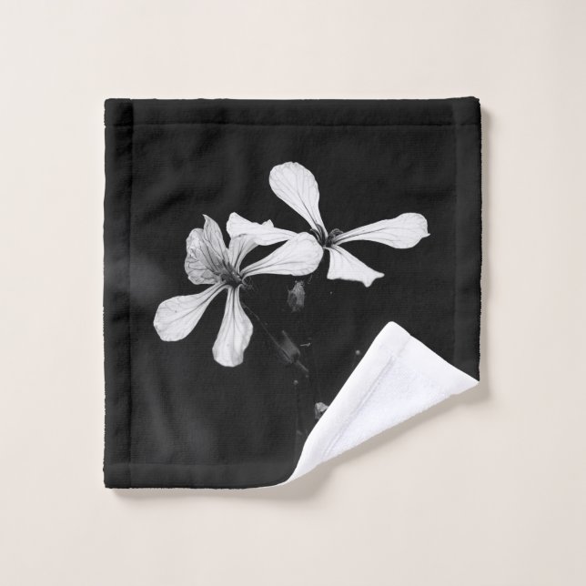 floral noir et blanc minimal (Gant de toilette)