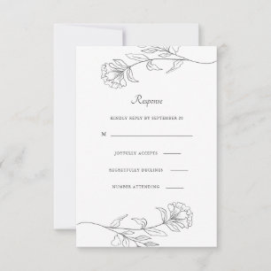 Floral noir et blanc moderne Rsvp