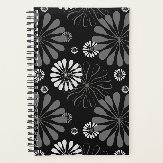 Floral noir et blanc rétro (Devant)