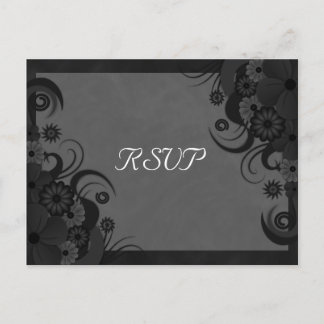 Floral noir et gris gothique RSVP Répondre Cartes 