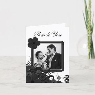 Floral noir Hibiscus Mariage Carte photo Merci