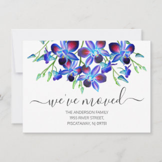 Floral Nouvelle adresse Orchidée bleue Faire-part