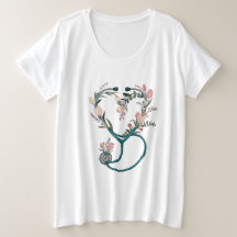 Floral Nurse Stethoscope T-Shirt – Soft Pastel