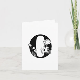 Floral O Monogramme Sur Carte Billet Blanc