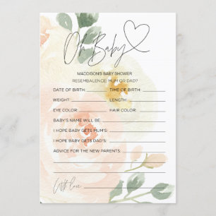 Floral Oh Baby Baby shower Prédiction Cartes de vo