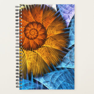 Floral Orange Bleu Jaune Art Abstrait